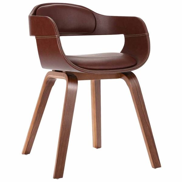 vidaXL Dining Chair Brown Faux leather (100% polyester), Bentwood Medium