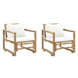 vidaXL Garden Chair Set of 2 Bamboo Bamboo, Polyester Standard Durable