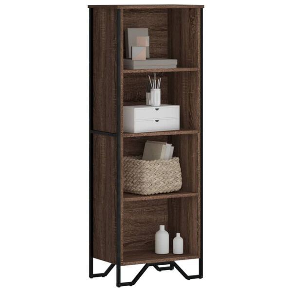 vidaXL Bookcase Brown oak Engineered wood, metal Bookcase Rectangular