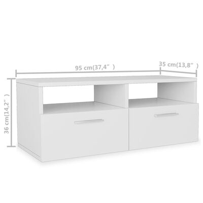 vidaXL TV Stand Engineered Wood 37.4"x13.8"x14.2" White