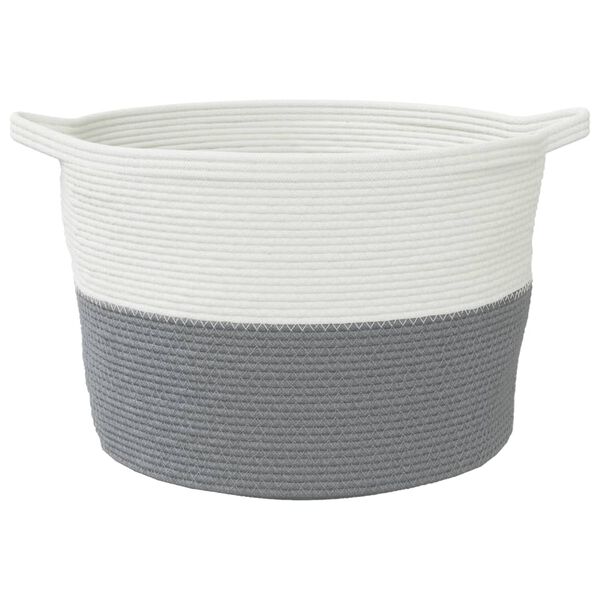 vidaXL Laundry Basket Grey and White &Oslash;23.6x14.2" Cotton