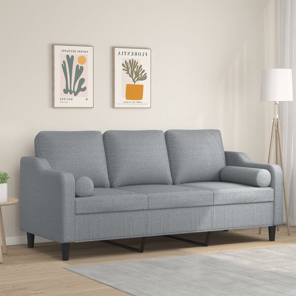 vidaXL 3-seater Sofa Light Grey Polyester 3-Seater Removable Covers