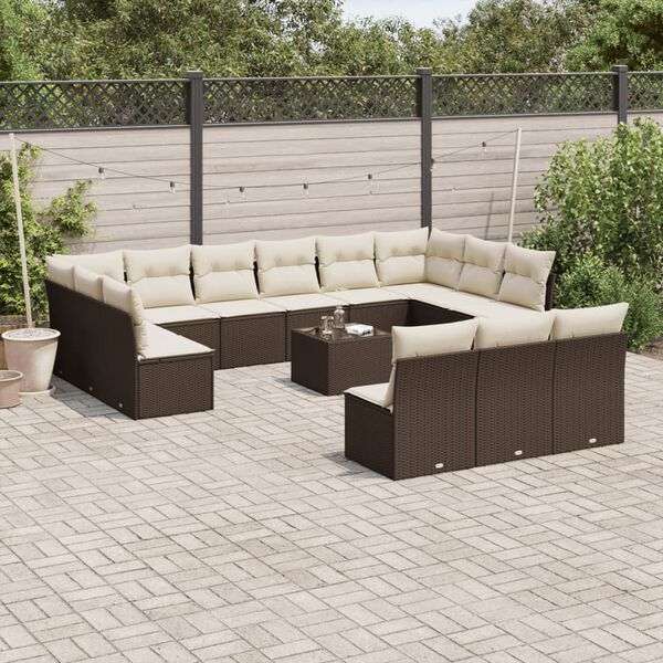 vidaXL Garden Sofa Set Brown, Cream White
