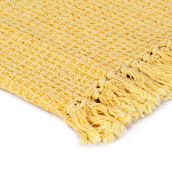 vidaXL Throw Mustard Yellow 100% Cotton 86.6 x 98.4 in Throw Blanket