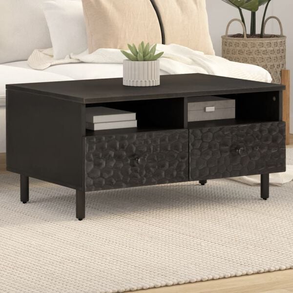 vidaXL Coffee Table Black Solid mango wood, engineered wood, iron Medium