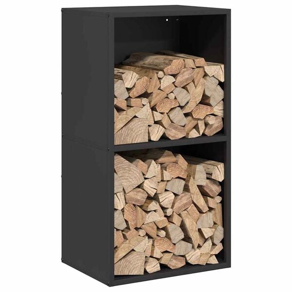 vidaXL Firewood Rack Black 15.7x11.8x29.5" Cold-rolled steel
