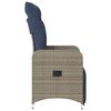vidaXL Reclining Patio Chair with Cushions Gray Poly Rattan