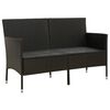 vidaXL Garden Sofa Black PE rattan 3-seater Water-resistant materials