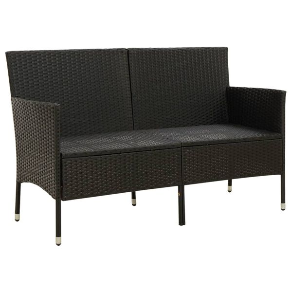 vidaXL Garden Sofa Black PE rattan 3-seater Water-resistant materials
