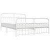 vidaXL Bed Frame White Steel Double Bed Frame Rectangular Industrial