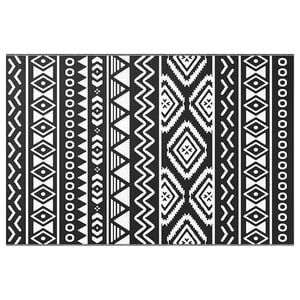 vidaXL Outdoor Rug Black, White Polypropylene 47.2 x 70.9 in