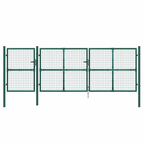 vidaXL Mesh Garden Gate Green 157.5x49.2" Galvanised Steel