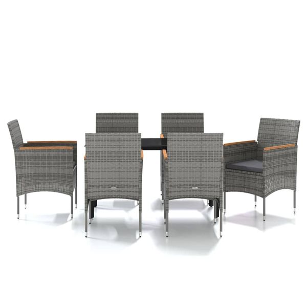 vidaXL Garden Dining Set Grey and Black