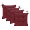 vidaXL Patio Chair Set of 4 Wine Red Solid Teak Wood Medium Stackable