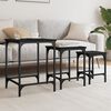 vidaXL Nesting Coffee Table Set of 3 Black Engineered wood, metal