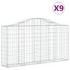 vidaXL Gabion Basket Set of 9 Silver Galvanized iron Extra Large