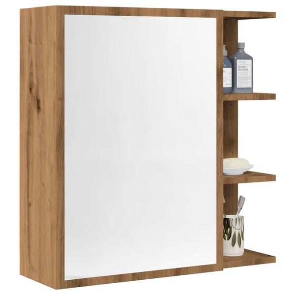 vidaXL Bathroom Mirror Cabinet Artisan Oak Engineered Wood, Glass Medium