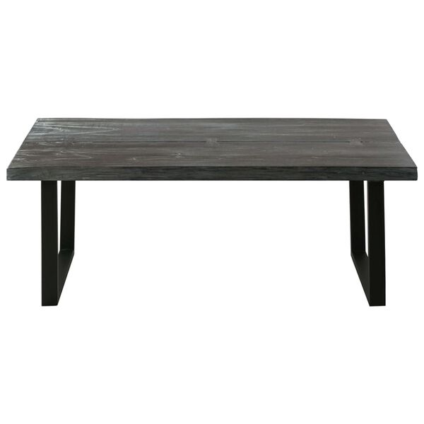 vidaXL Coffee Table Grey Solid Mindi Wood, Powder-Coated Steel