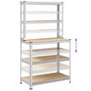 vidaXL 5-Layer Work Table with Shelves Silver Steel&Engineered Wood