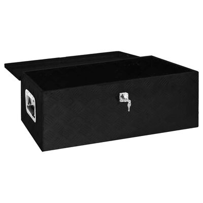 vidaXL Storage Box Black 35.4"x18.5"x13.2" Aluminum