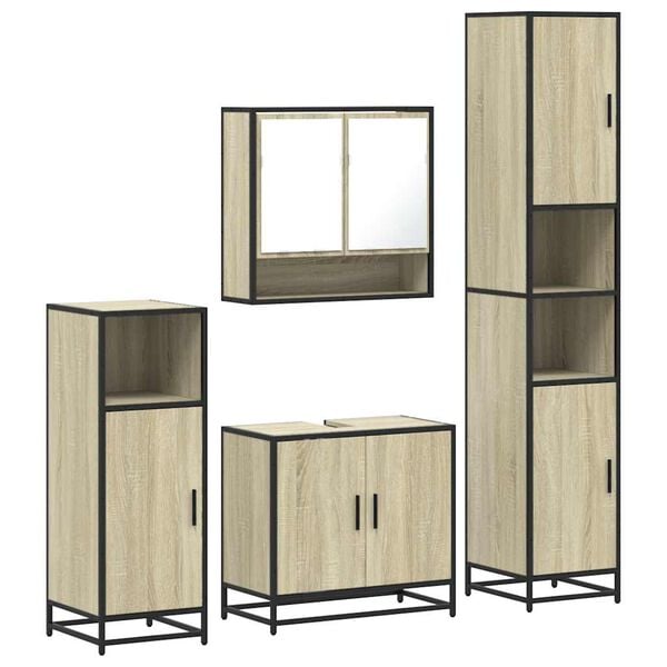 vidaXL Bathroom Furniture Set Sonoma oak Engineered wood, metal Medium