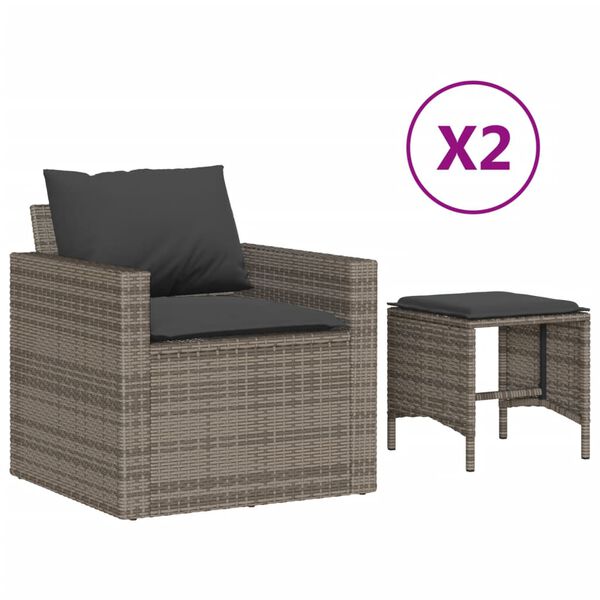 vidaXL Garden Sofa Set Grey, Dark Grey