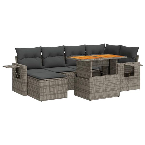 vidaXL Garden Sofa Set Grey PE rattan Large Garden Sofa Set Other