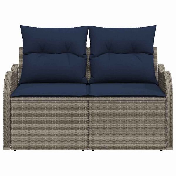 vidaXL Garden Sofa with Cushion 47.64 x 24.41 x 27.17 in Poly Rattan