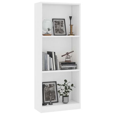 vidaXL 3-Tier Book Cabinet White 15.7"x9.4"x42.5" Engineered Wood
