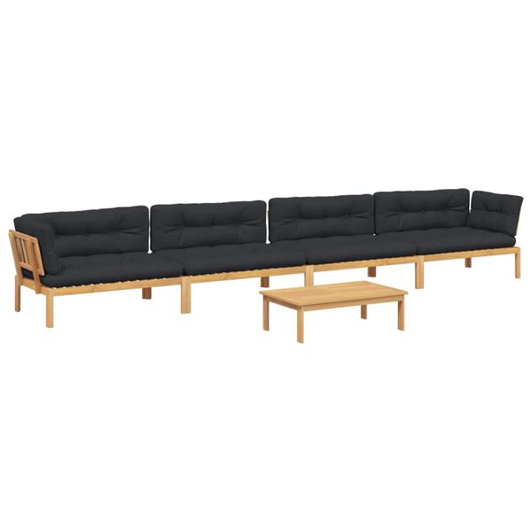 vidaXL Pallet Sofa Set Natural wood, Black
