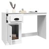 vidaXL Desk White Engineered Wood Regular Desk Rectangular Modern
