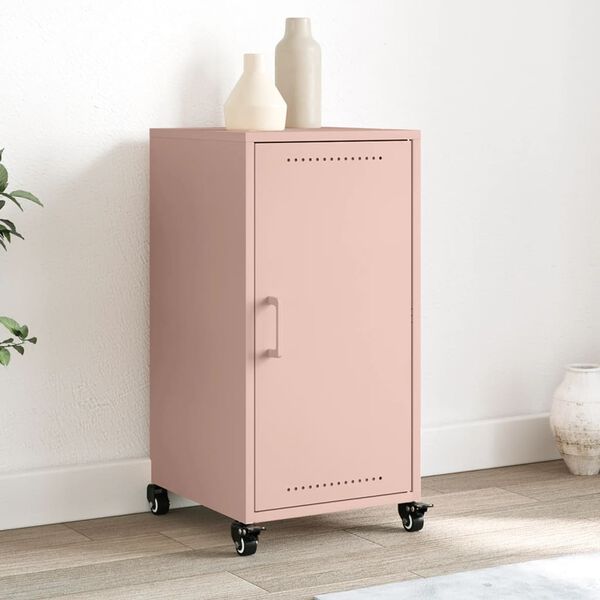 vidaXL Sideboard Pink Cold-rolled steel 14.2x15.4x28.3 in Modern