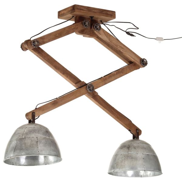 vidaXL Ceiling Lamp Vintage silver Iron and solid mango wood