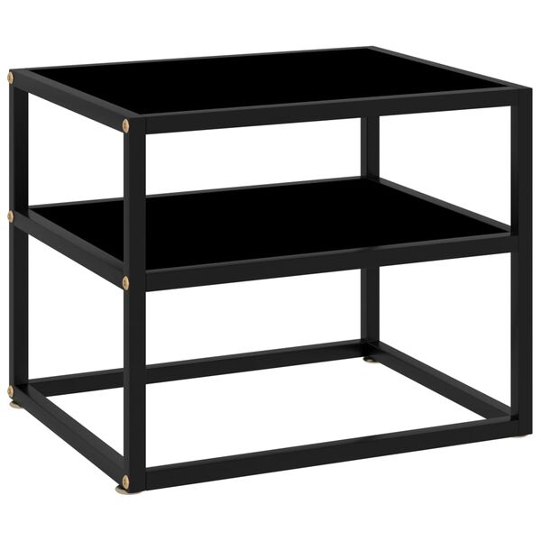 vidaXL Console Table Black Tempered glass, Powder-coated steel