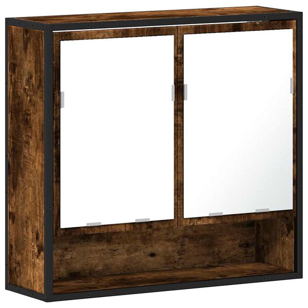 vidaXL Bathroom Mirror Cabinet Smoked Oak Engineered Wood, Metal
