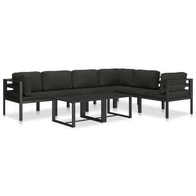 vidaXL Sectional Corner Sofa with Cushions Aluminum Anthracite