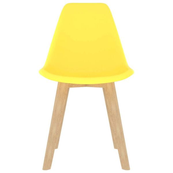 vidaXL Dining Chair Set of 6 Yellow PP (polypropylene), beechwood