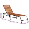 vidaXL Patio Sun Lounger Natural wood and black steel