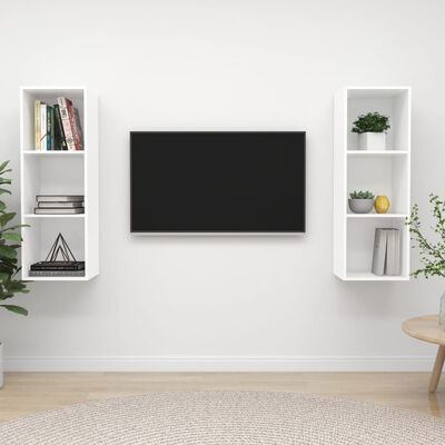 vidaXL Wall-mounted TV Cabinets 2 pcs White Chipboard