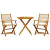 vidaXL Bistro Set Beige Solid acacia wood, Polypropylene Medium Foldable