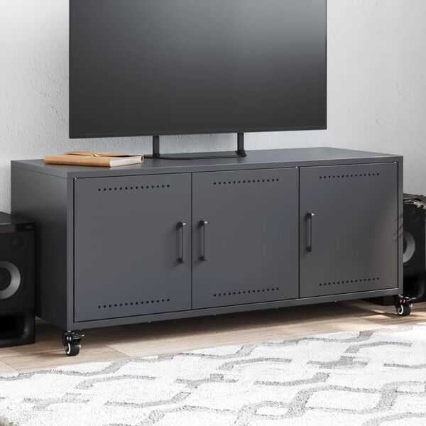 vidaXL TV Cabinet Anthracite Cold-rolled Steel 39.6x15.4x17.1 in