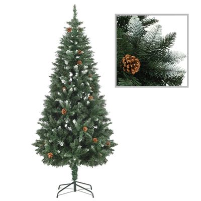 vidaXL Artificial Christmas Tree with Pine Cones and White Glitter 70.9"