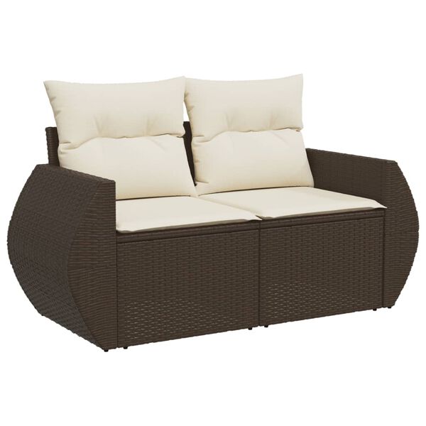 vidaXL Garden Sofa Set Brown PE Rattan Modular, Adjustable