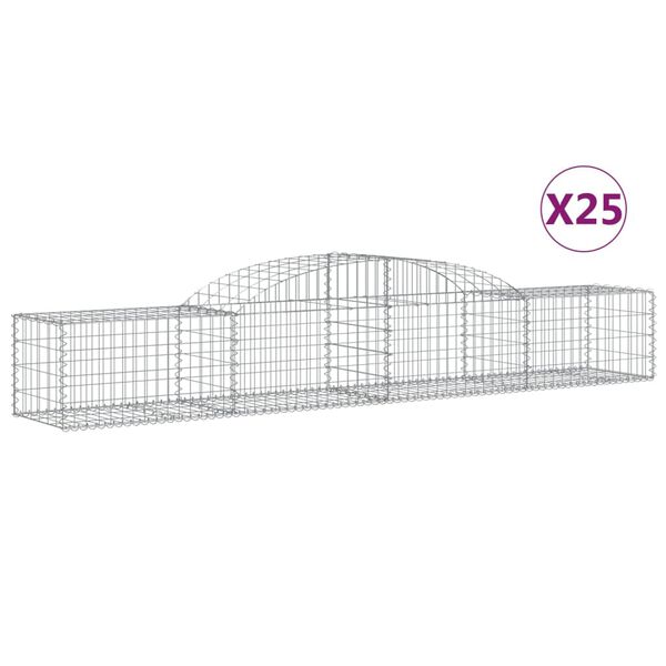 vidaXL Gabion Basket Set of 25 Silver Galvanized iron Large