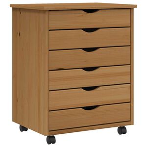 vidaXL Rolling Cabinet Honey brown Solid pine wood Medium