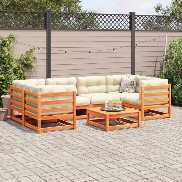 vidaXL Garden Sofa Set Wax brown Solid pine wood 7 Piece