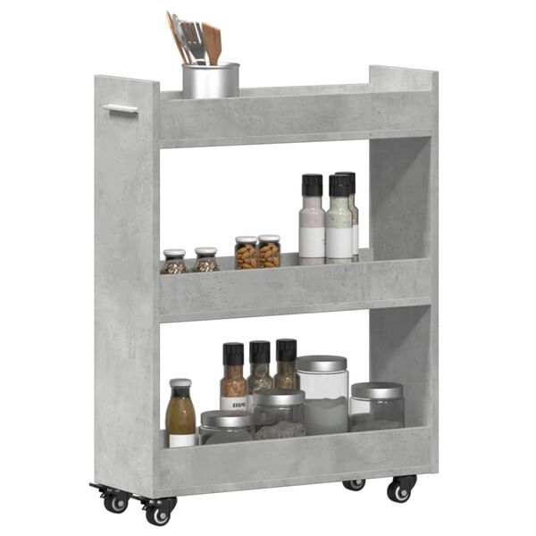 vidaXL Cabinet Concrete Grey Engineered wood Small Lockable wheels