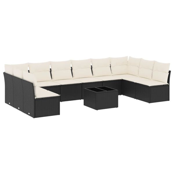 vidaXL Garden Sofa Set Black, Cream White
