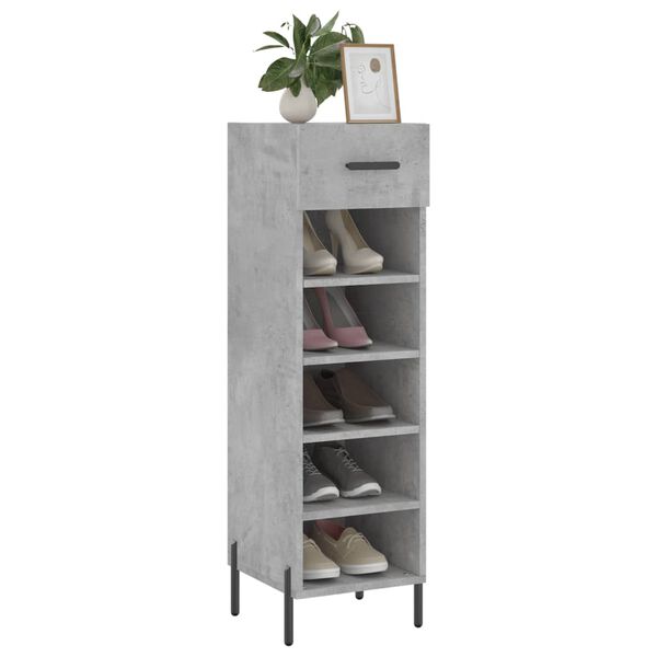 vidaXL Shoe Cabinet Concrete grey Engineered wood, iron, zinc alloy