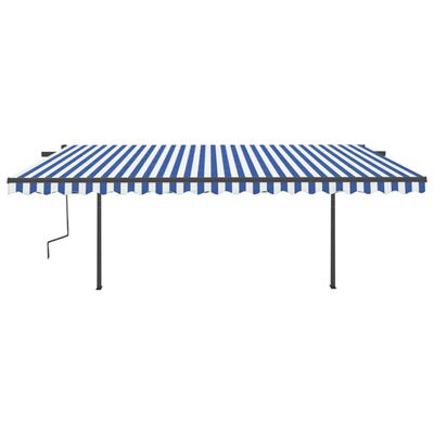 vidaXL Manual Retractable Awning with Posts 16.4'x9.8' Blue and White